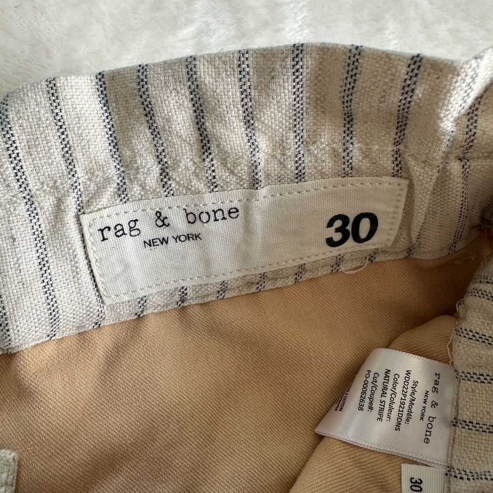 rag & bone Women's High Waist Beige Pinstripe Shorts - Picture 3 of 5